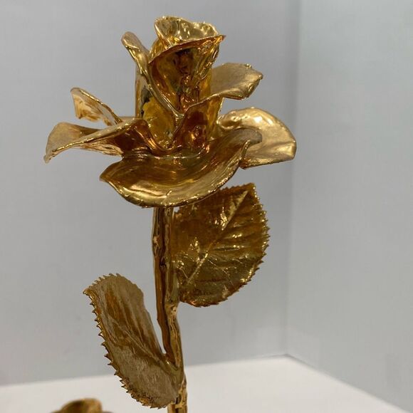 Vintage 24k Gold Dipped Forever Roses With Vase